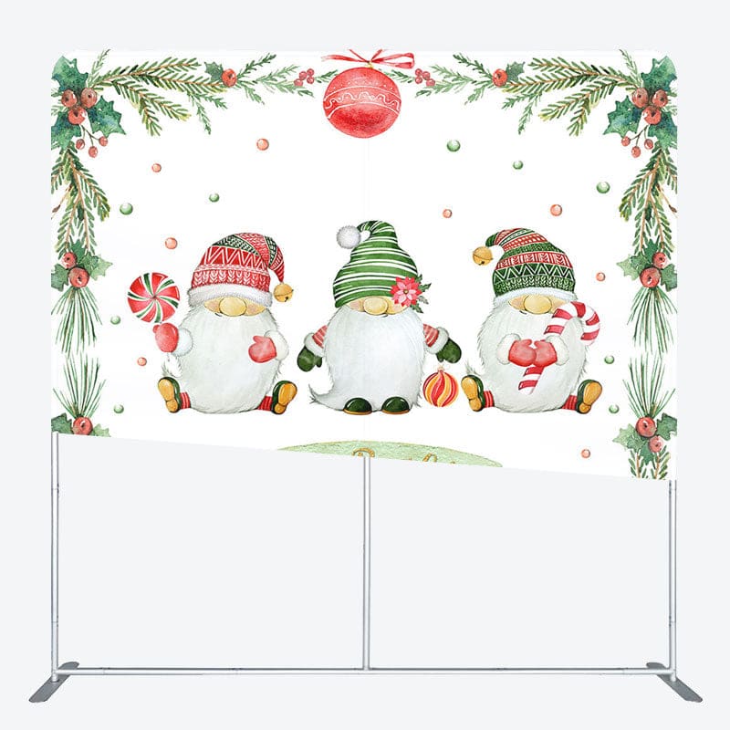 Aperturee - Aperturee Cherry Candy Gnome Xmas Birthday Pillow Case Backdrop