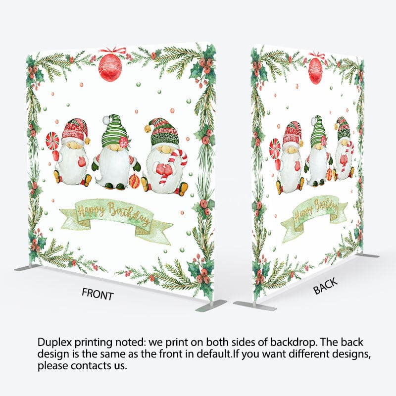 Aperturee - Aperturee Cherry Candy Gnome Xmas Birthday Pillow Case Backdrop