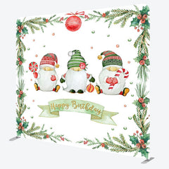 Aperturee - Aperturee Cherry Candy Gnome Xmas Birthday Pillow Case Backdrop