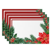 Aperturee - Aperturee Cherry Leaves Poinsettia Xmas Set Of 4 Placemats