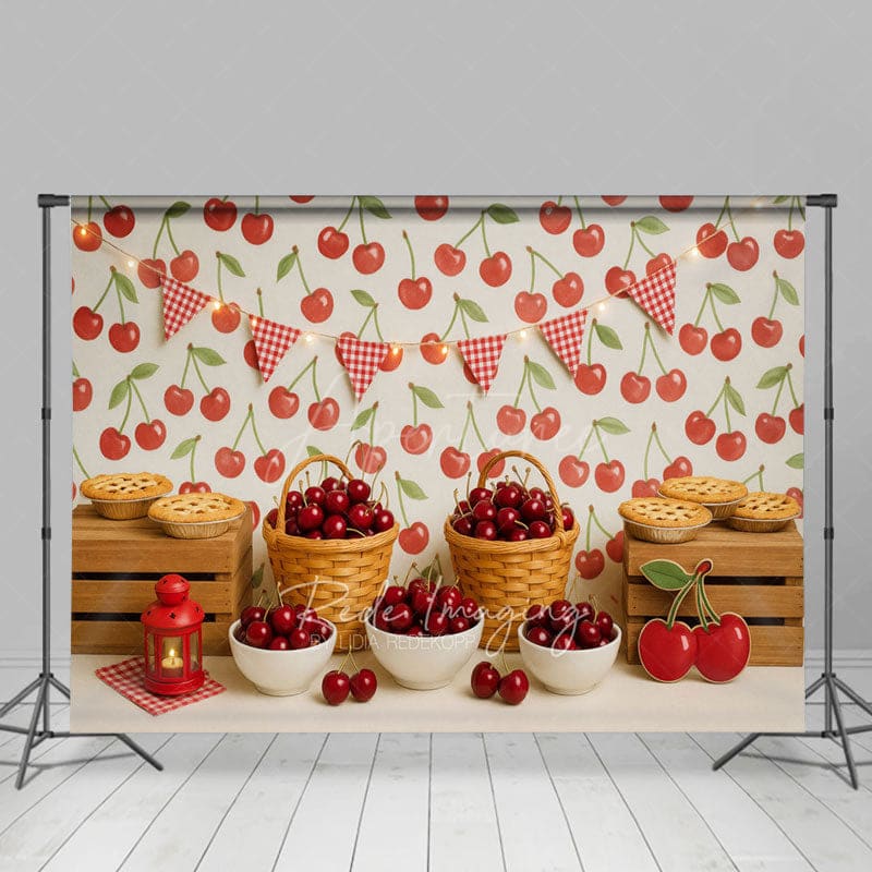 Aperturee - Aperturee Cherry Pie Flags Photography Cake Smash Backdrop