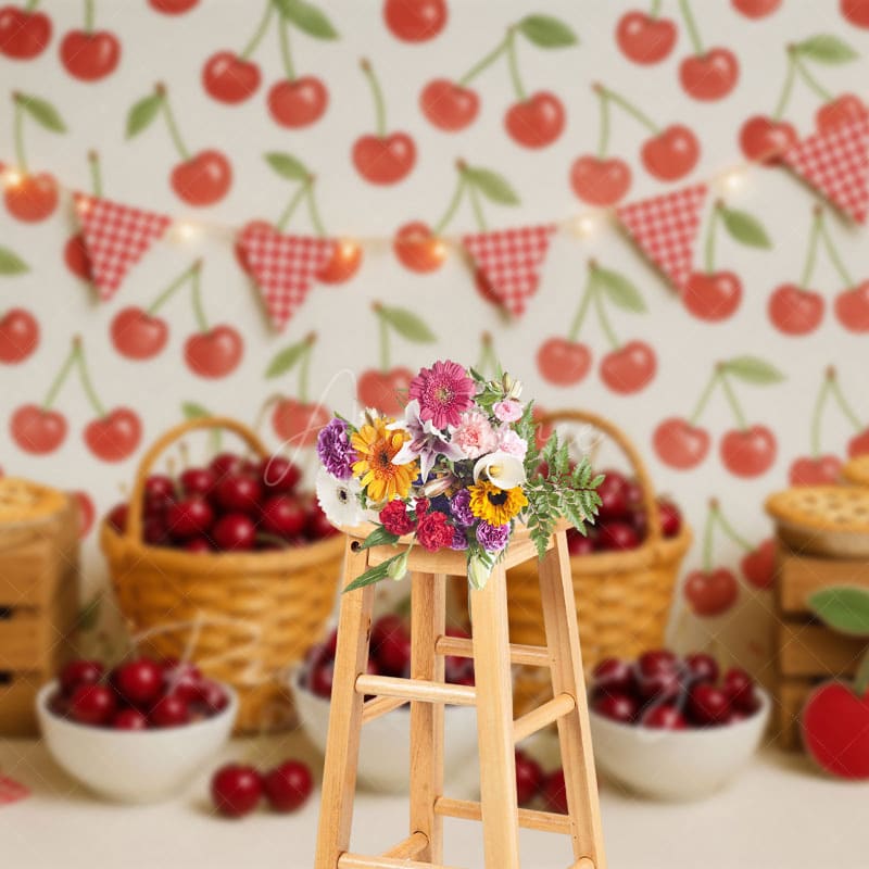 Aperturee - Aperturee Cherry Pie Flags Photography Cake Smash Backdrop