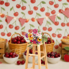 Aperturee - Aperturee Cherry Pie Flags Photography Cake Smash Backdrop