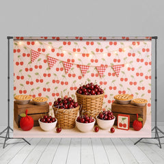Aperturee - Aperturee Cherry Pie Sweet Light And Flags Cake Smash Backdrop
