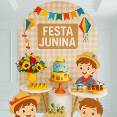 Aperturee - Aperturee Chessboard Pattern Kite Happy Birthday Arch Backdrop