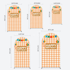 Aperturee - Aperturee Chessboard Pattern Kite Happy Birthday Arch Backdrop