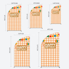 Aperturee - Aperturee Chessboard Pattern Kite Happy Birthday Half Moon Arch Backdrop