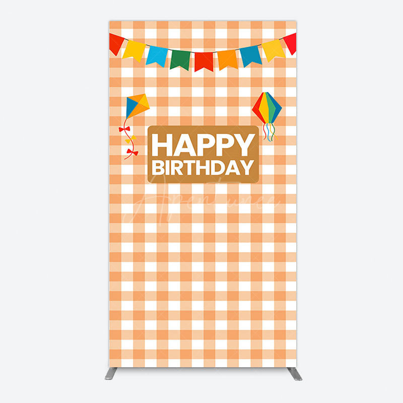 Aperturee - Aperturee Chessboard Pattern Kite Happy Birthday Rectangle Backdrop