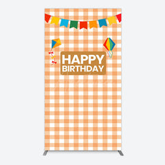 Aperturee - Aperturee Chessboard Pattern Kite Happy Birthday Rectangle Backdrop