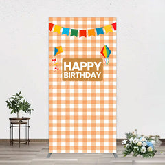 Aperturee - Aperturee Chessboard Pattern Kite Happy Birthday Rectangle Backdrop