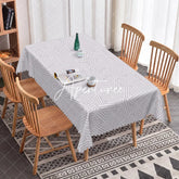 Aperturee - Aperturee Chic Grey Lines Rectangle Tablecloth For Dining Room