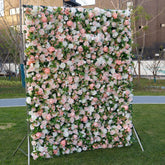 Aperturee - Aperturee Chic Pink White Birthday Party Decor 3D Flower Wall