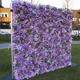 Aperturee - Aperturee Chic Purple Rose Artificial Flower Wall For Wedding