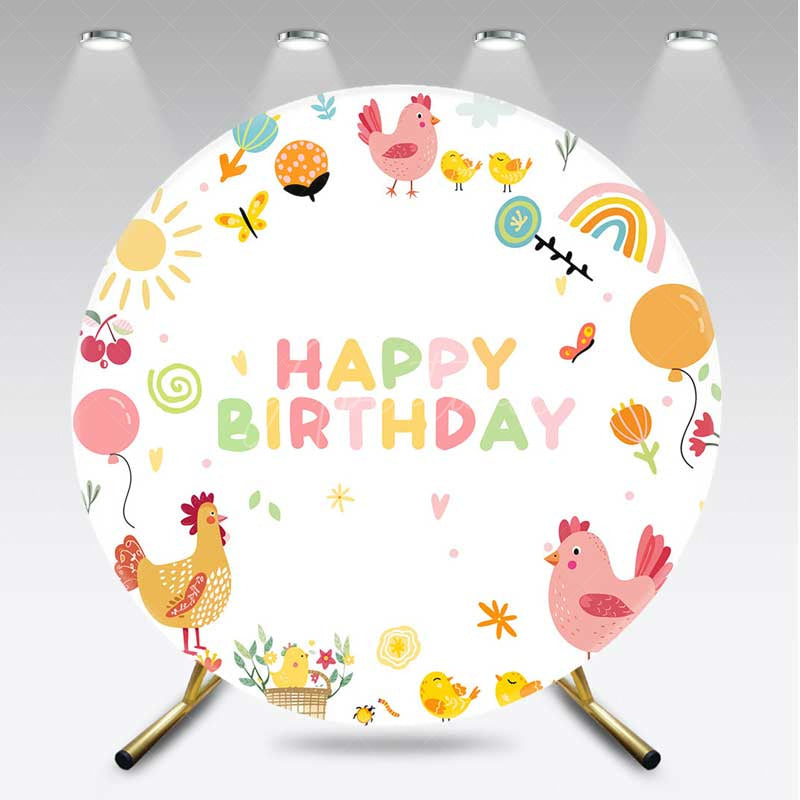 Aperturee Aperturee Chick Sunshine Cartoon Birthday Round Backdrop