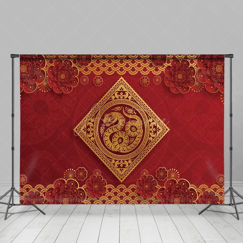 Aperturee - Aperturee Chinese Papercutting Floral Snake New Year Backdrop