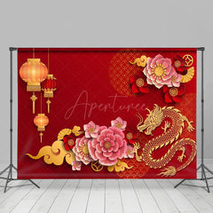 Aperturee - Aperturee Chinese Red Dragon Totem New Year Party Backdrop