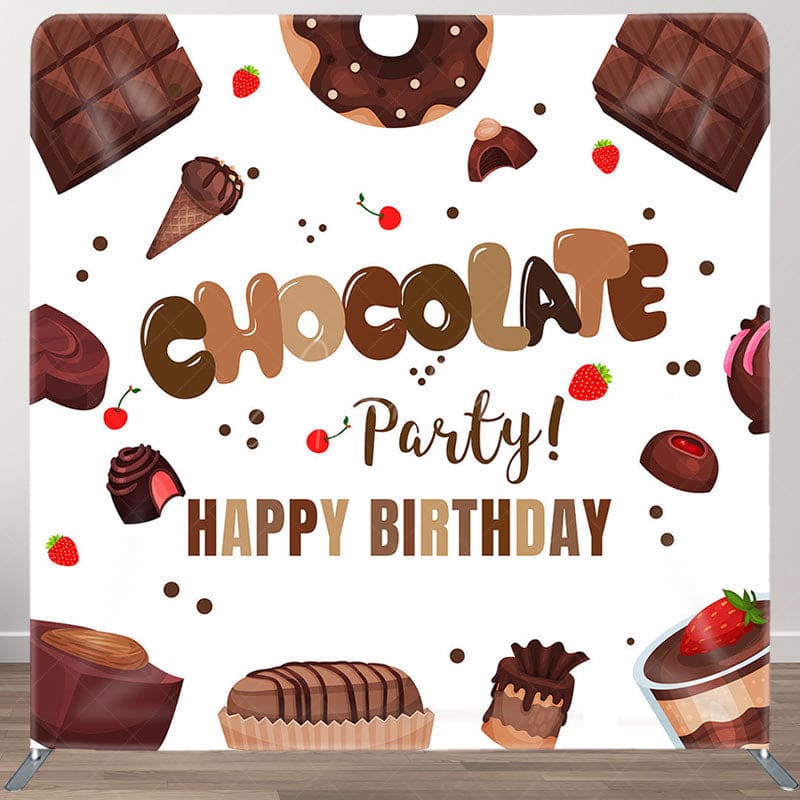 Aperturee - Aperturee Chocolate Dessert Birthday Square Tension Backdrop