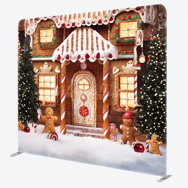 Aperturee - Aperturee Christmas Bokeh Gingerbread Pillow Cover Backdrop