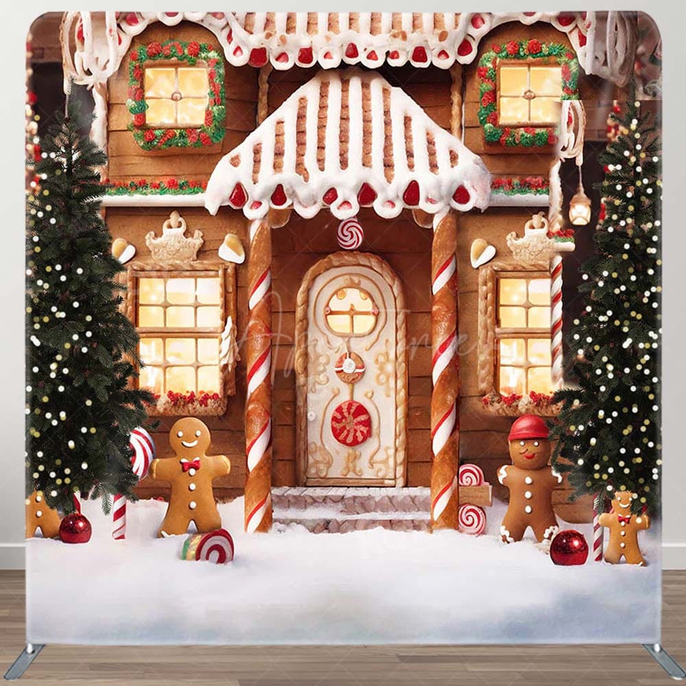Aperturee - Aperturee Christmas Bokeh Gingerbread Pillow Cover Backdrop