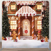 Aperturee - Aperturee Christmas Bokeh Gingerbread Pillow Cover Backdrop