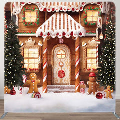 Aperturee - Aperturee Christmas Bokeh Gingerbread Pillow Cover Backdrop