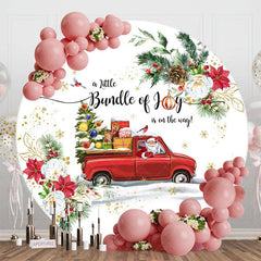 Aperturee - Aperturee Christmas Bundle Of Joy Round Baby Shower Backdrop