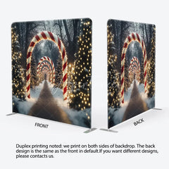 Aperturee - Aperturee Christmas Candy Cane Lane Tension Fabric Backdrop Winter Wonderland Archway Holiday Season Photo Booth Background