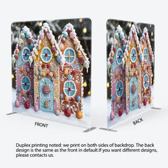 Aperturee - Aperturee Christmas Candy House Square Tension Fabric Backdrop