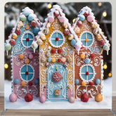 Aperturee - Aperturee Christmas Candy House Square Tension Fabric Backdrop
