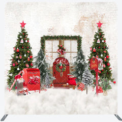 Aperturee - Aperturee Christmas Door Beige Wall Tension Fabric Backdrop