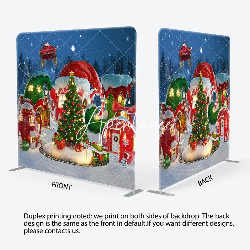 Aperturee - Aperturee Christmas Dreamy Red House Tension Fabric Backdrop