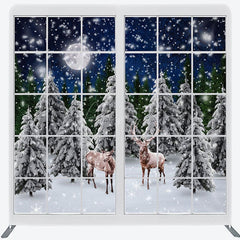 Aperturee - Aperturee Christmas Elk In Forest Window Pillow Case Backdrop