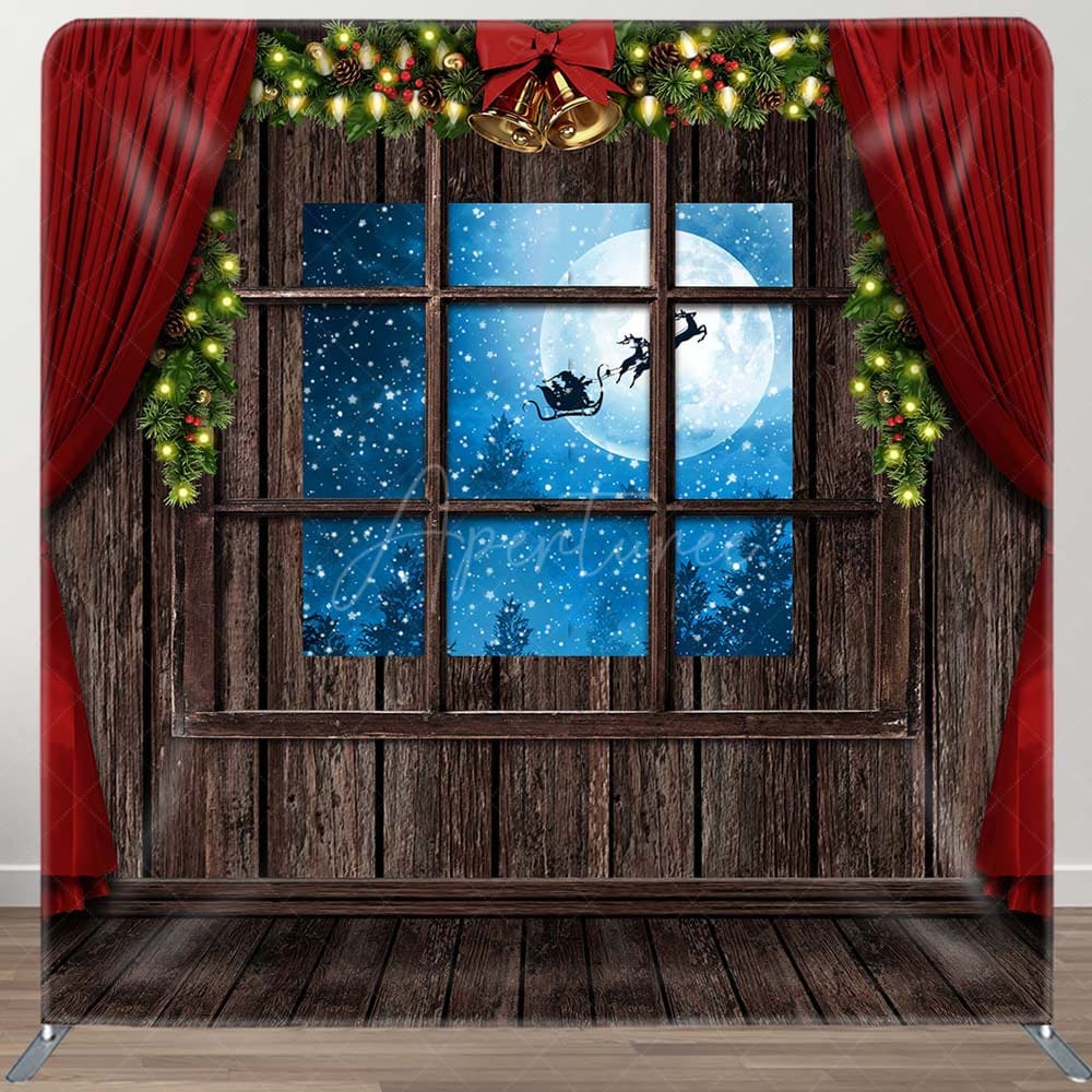 Aperturee - Aperturee Christmas Eve Red Curtain Night Tension Backdrop