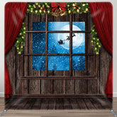 Aperturee - Aperturee Christmas Eve Red Curtain Night Tension Backdrop