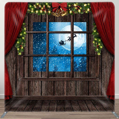 Aperturee - Aperturee Christmas Eve Red Curtain Night Tension Backdrop