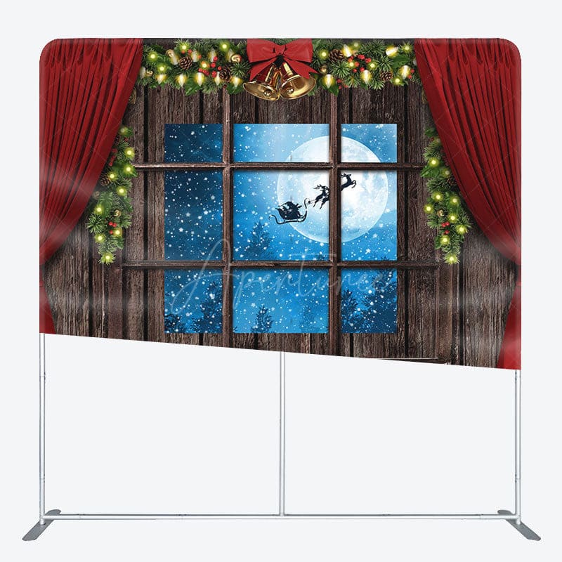 Aperturee - Aperturee Christmas Eve Red Curtain Night Tension Backdrop