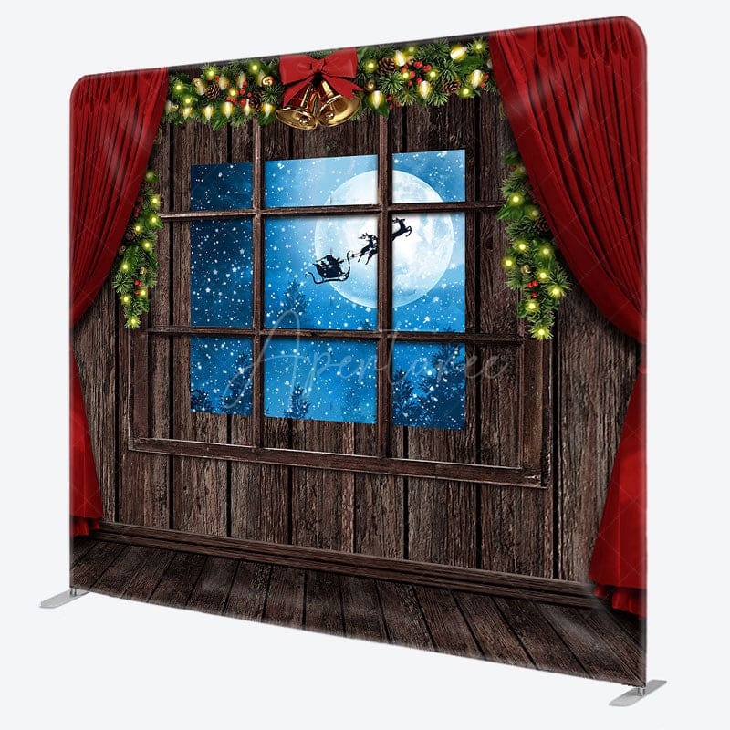 Aperturee - Aperturee Christmas Eve Red Curtain Night Tension Backdrop