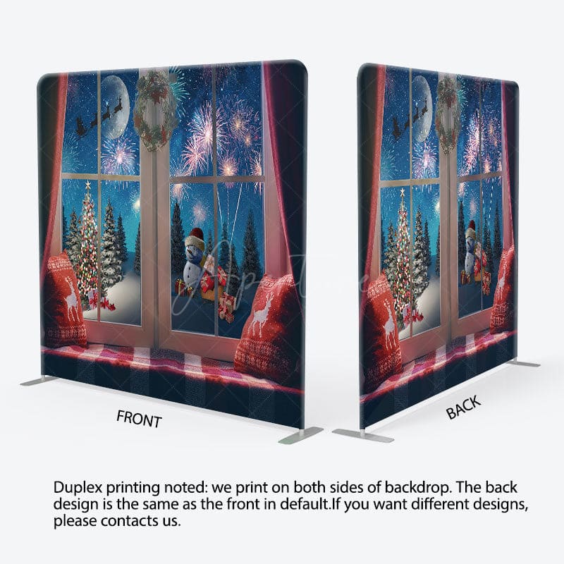 Aperturee - Aperturee Christmas Eve Window Scene Square Tension Backdrop