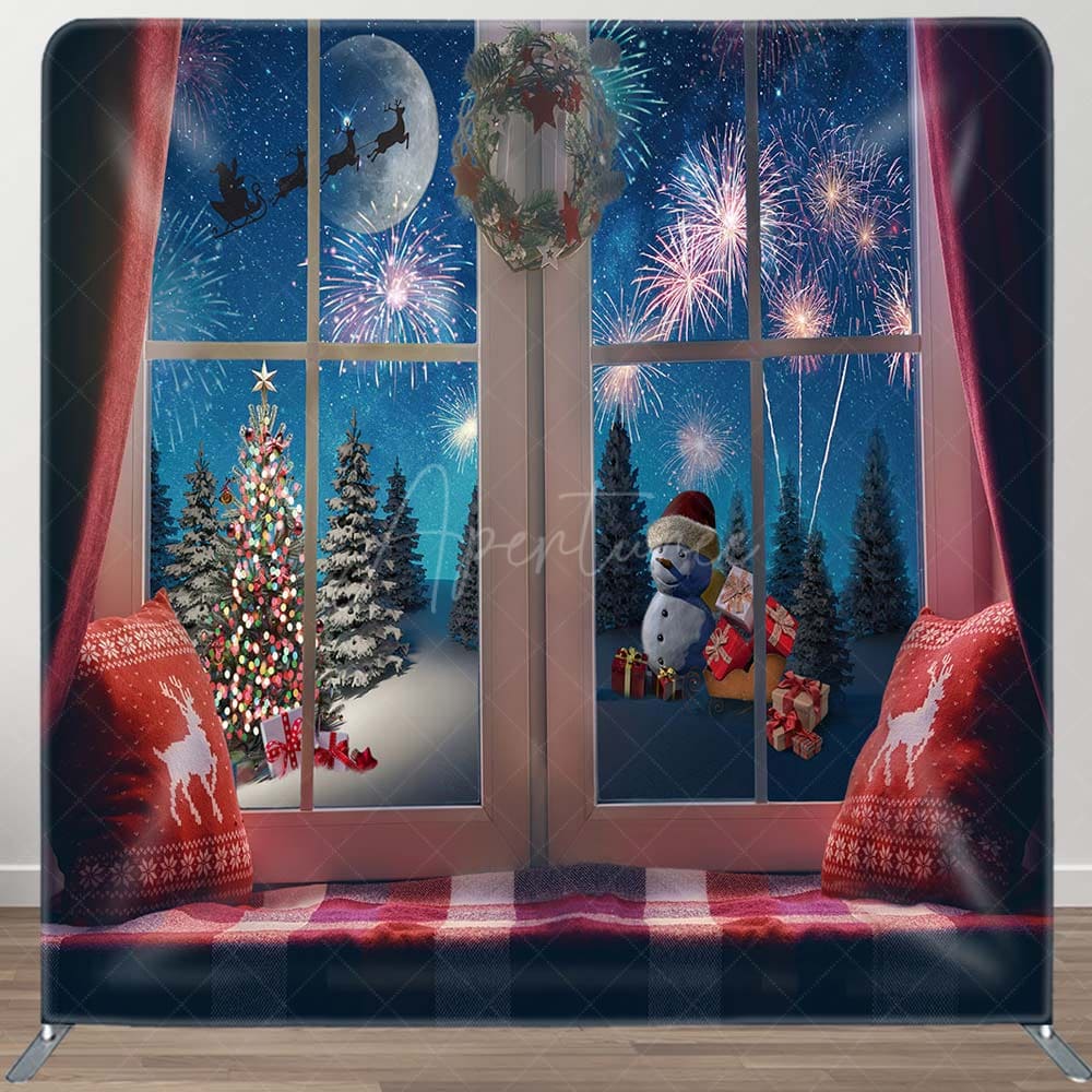 Aperturee - Aperturee Christmas Eve Window Scene Square Tension Backdrop