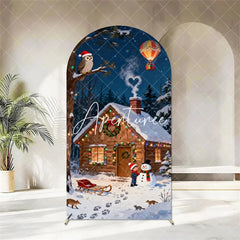 Aperturee - Aperturee Christmas Gingerbread House Arch Backdrop Decorated Tree with Gifts Winter Holiday Party Banner