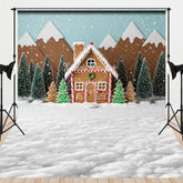 Aperturee - Aperturee Christmas Gingerbread House Combo Set Backdrop Snowy Candy Village with Cloud Floor Holiday Photo Scene