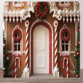 Aperturee - Aperturee Christmas Gingerbread House Photo Fabric Backdrop