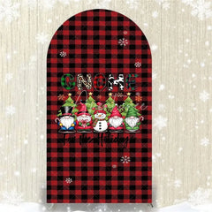 Aperturee - Aperturee Christmas Gnome Buffalo Plaid Arch Backdrop Red and Black Checkered Love Sign Winter Holiday Party Decoration