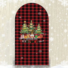 Aperturee - Aperturee Christmas Gnome Buffalo Plaid Arch Backdrop Red and Black Checkered Love Sign Winter Holiday Party Decoration