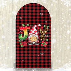 Aperturee - Aperturee Christmas Gnome Buffalo Plaid Arch Backdrop Red and Black Checkered Love Sign Winter Holiday Party Decoration