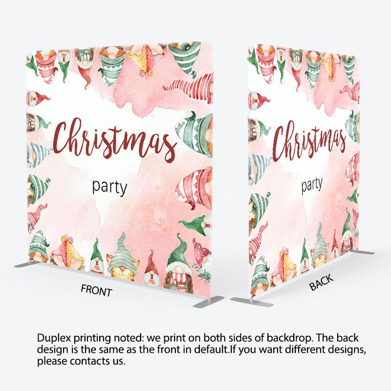 Aperturee - Aperturee Christmas Gnomes Red Green Tension Fabric Backdrop