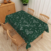 Aperturee - Aperturee Christmas Holly Rectangle Tablecloth Green with White Snowflakes Winter Holiday Table Cover Decor