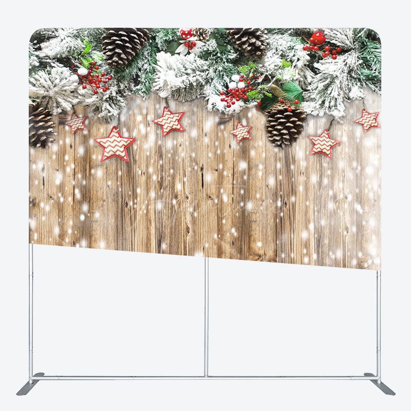 Aperturee - Aperturee Christmas Leaf Stars Wooden Pillow Case Backdrop