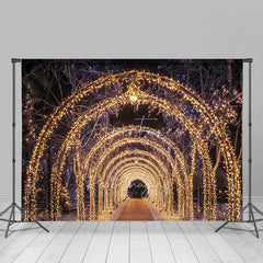 Aperturee - Aperturee Christmas Light Tunnel Backdrop Night String Lights Arch Photography Background Winter Wonderland Romantic Holiday