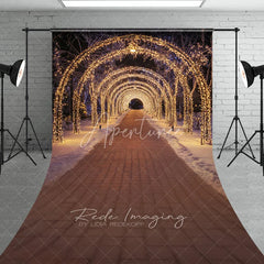 Aperturee - Aperturee Christmas Light Tunnel Sweep Backdrop Night String Lights Arch Photography Background Winter Wonderland Romantic